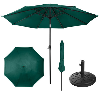 10FT Round Patio Umbrella with 19lb Weighted Base - Auto Tilt, Easy Crank, Vented Canopy Outdoor Umbrella for Shade - For Deck, Balcony, Porch, Backyard, or Pool by Pure Garden (Green)
