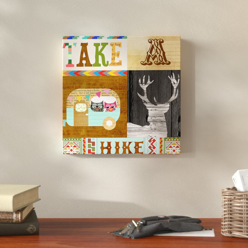 « take a randonnée camping country collage », impression, Toile tendue, H 24 po x l 24 po