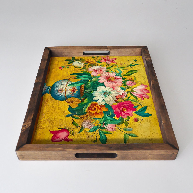 Elegant Solid Wood Tray, 18.9 x 15.0 x 1.6 inches | UV Printed on 0.2-inch Thick MDF | Perfect for Serving, Organizing, and Home Décor | Durable and Stylish Design for Any Occasion