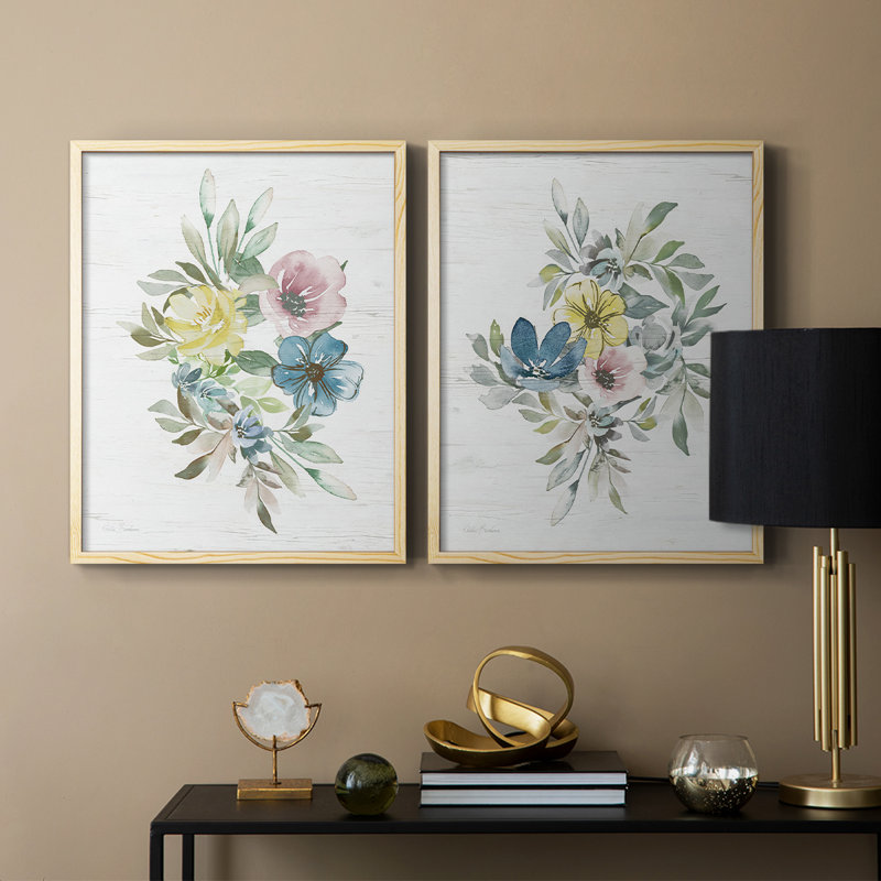 «Spring Meadow Arrangement I», reproduction encadrée de qualité supérieure - prête à être accrochée - aucun clou requis - aucun clou requis
