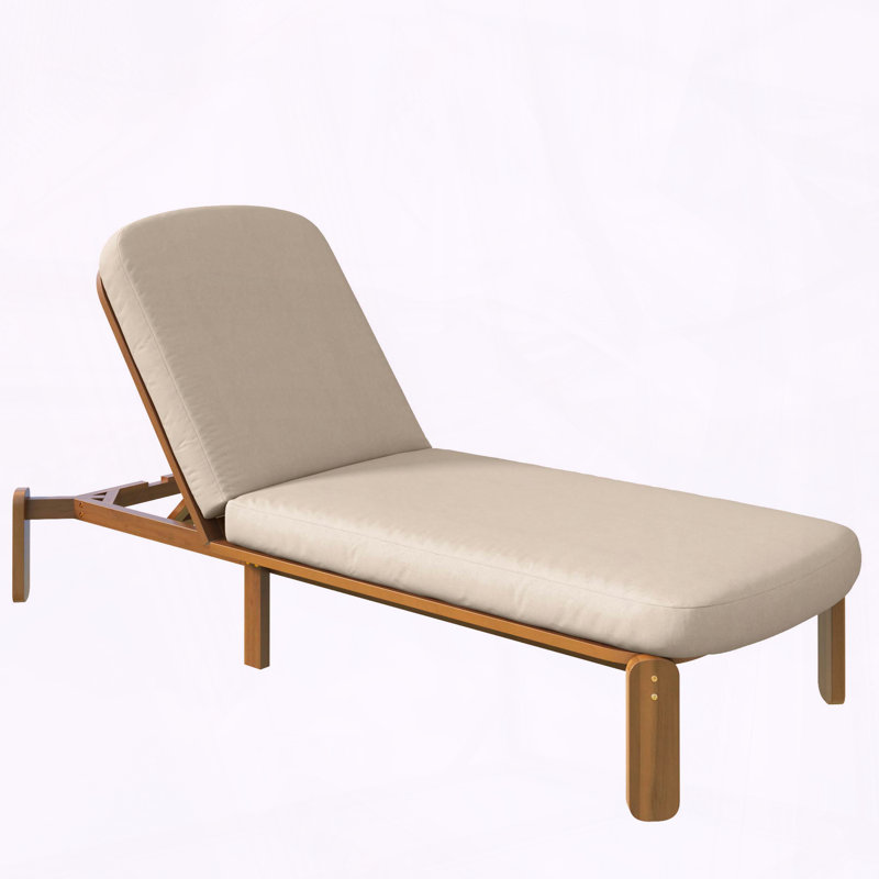 Chaise longue en bois d'acacia avec dossier réglable à 3 positions, Brown