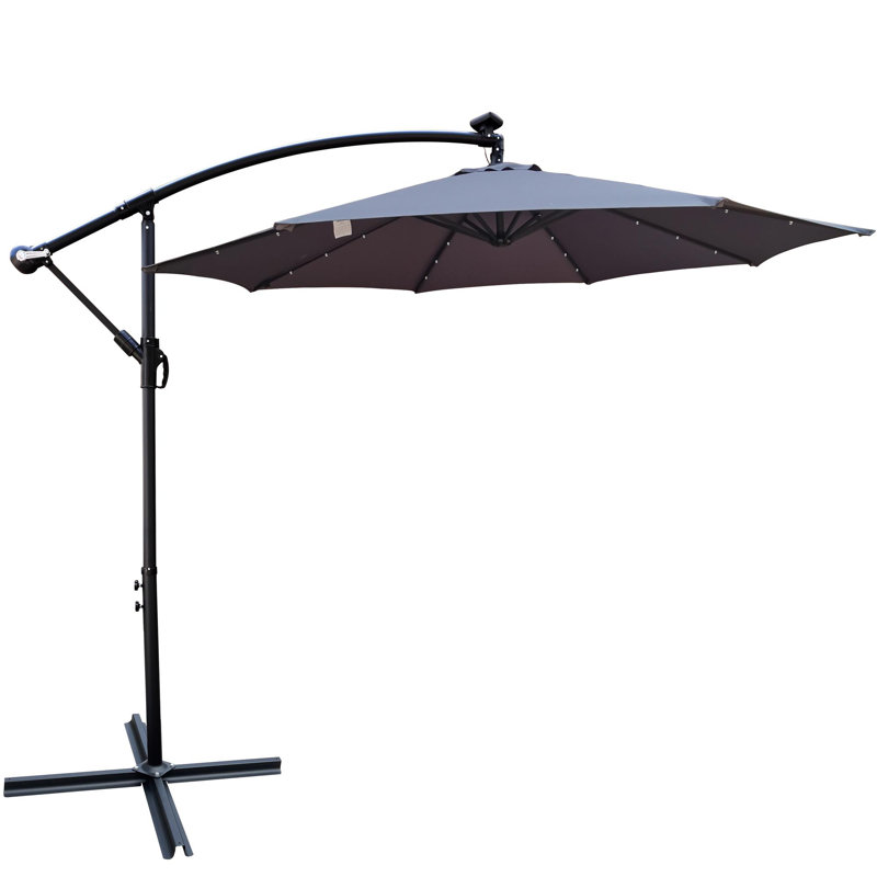 Parasol lumineux à énergie solaire à DEL, Gris moyen