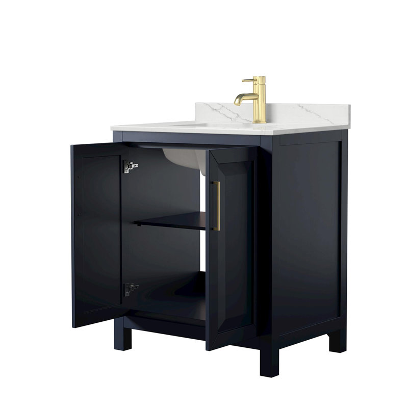 Daria 30'' W Vanity, Brushed Gold, Blue, White Quartz
