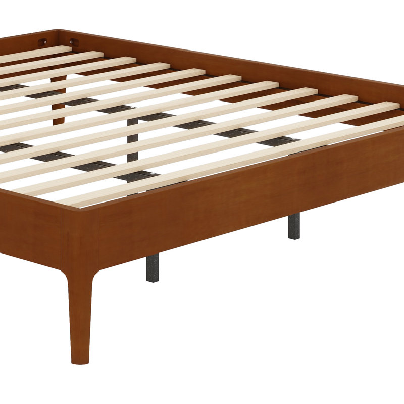 Contemporary Low-Profile Bed Frame Featuring Durable Internal Grid Foundation, Brown