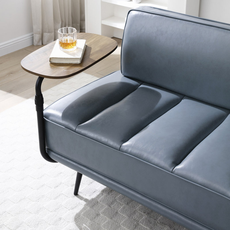 55 po de largeur de banc de lit en similicuir recouvert de tissu avec table d'appoint, canapé pivotant à 360 degrés, repose-pieds de vestibule, banc de fenêtre avec pieds en métal pour chambre à coucher, salon