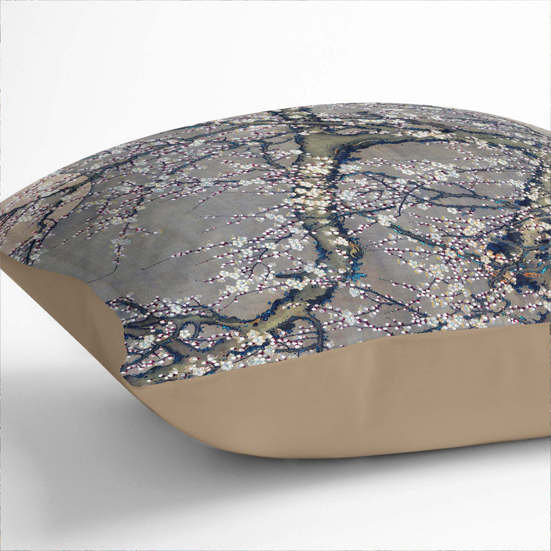 Floral Square Throw Cushion, Stone, 55cm H x 55cm W x 20cm D