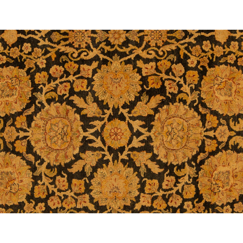 Tapis noir et crème noué à la main de haute qualité