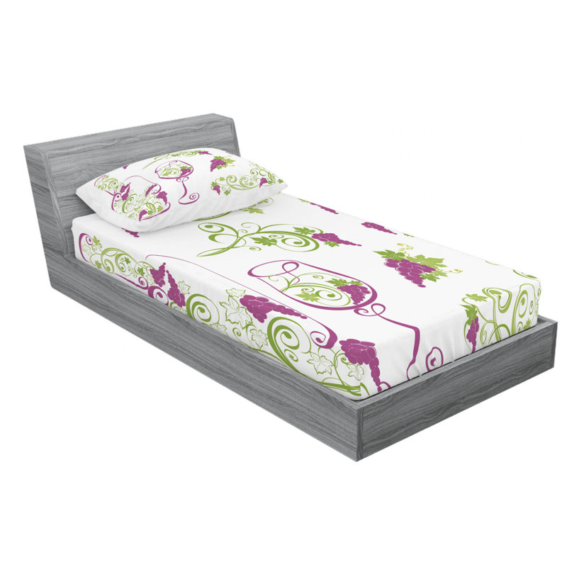 Microfiber Floral Sheet Set, Twin XL Sheet Set with Fitted Sheet