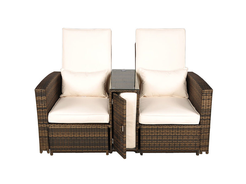 Harker 82cm Long Reclining Double Chaise with Cushions and Table