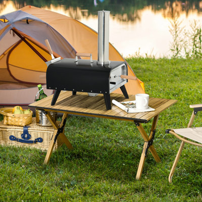 Barbecue à pizza portatif avec pierre tournante de 12 po, pieds pliables, acier inoxydable, libérez la délicieuse cuisson au four portable, profitez de moments mémorables