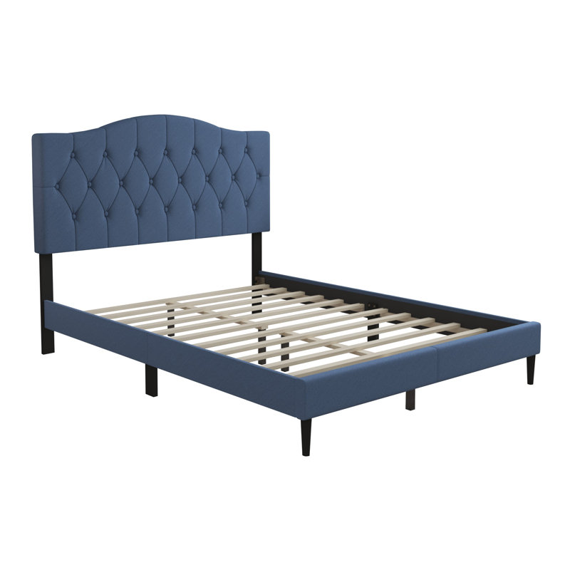 Arnette Upholstered Platform Bed, Queen, Denim Blue