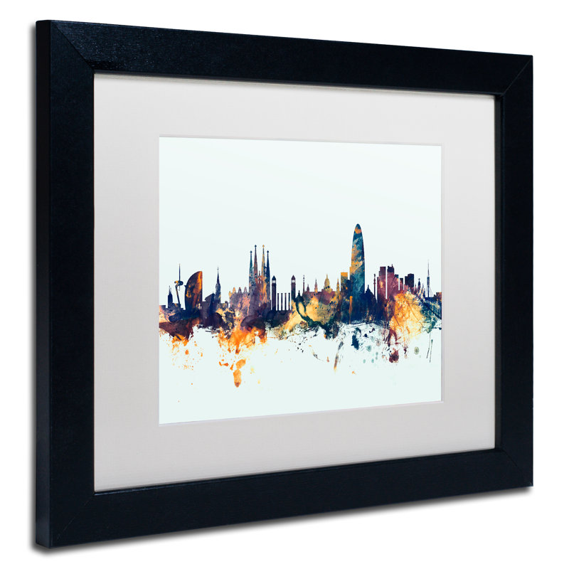 « barcelone espagne horizon blue », impression encadrée, H 16 po x l 20 po x P 0,5 po