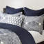 Literie en coton très grand / très grand - housse de couette et taies décoratives bleu marine géométrique, lavable à la machine, conception luxueuse, literie, fermeture à boutons-118740106-118740109