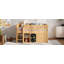 Lit mezzanine double avec armoire de rangement et tableau noir, naturel-129993500
