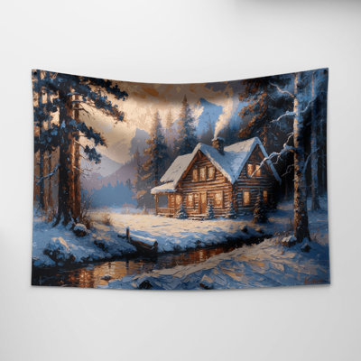 Thanksgiving Cozy cabin artwork Wall Tapestry