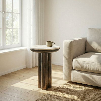 Marble Top Pedestal Round Side Table