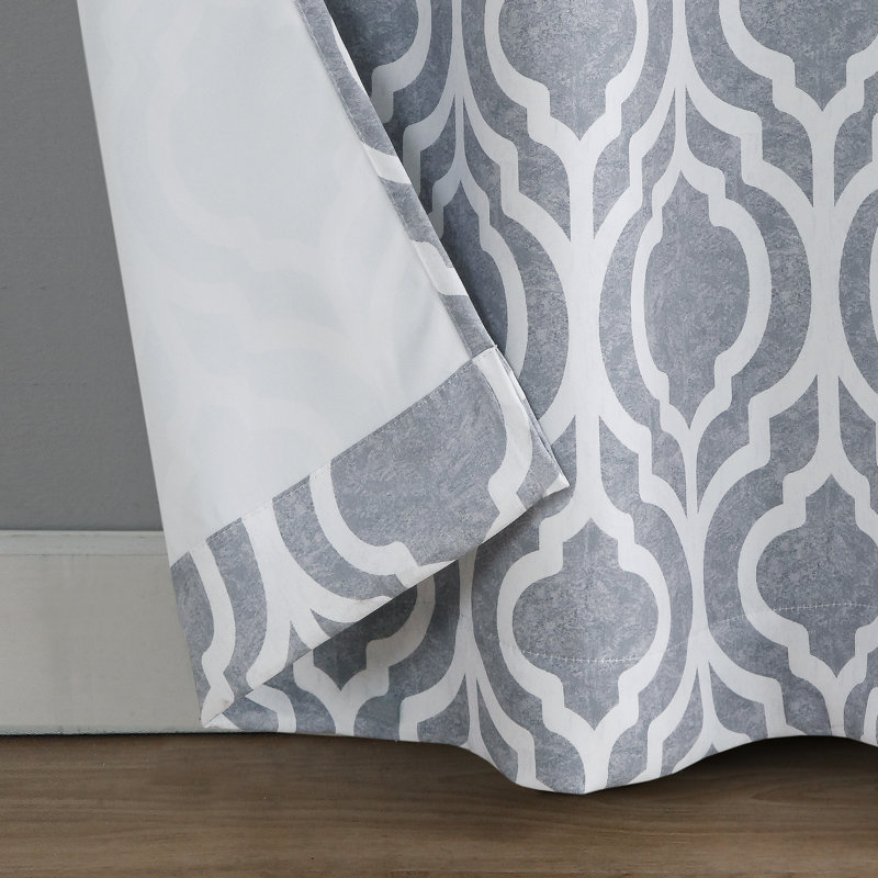 Eldon Gray Trellis Print Blackout Grommet Curtain Panel, Gray, 40" W x 95" L