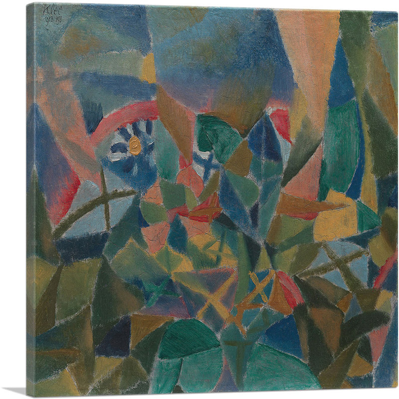 «Flower Bed 1913» par Paul Klee - reproduction d'art sur toile tendue, H 12 po x l 12 po x P 0,75 po