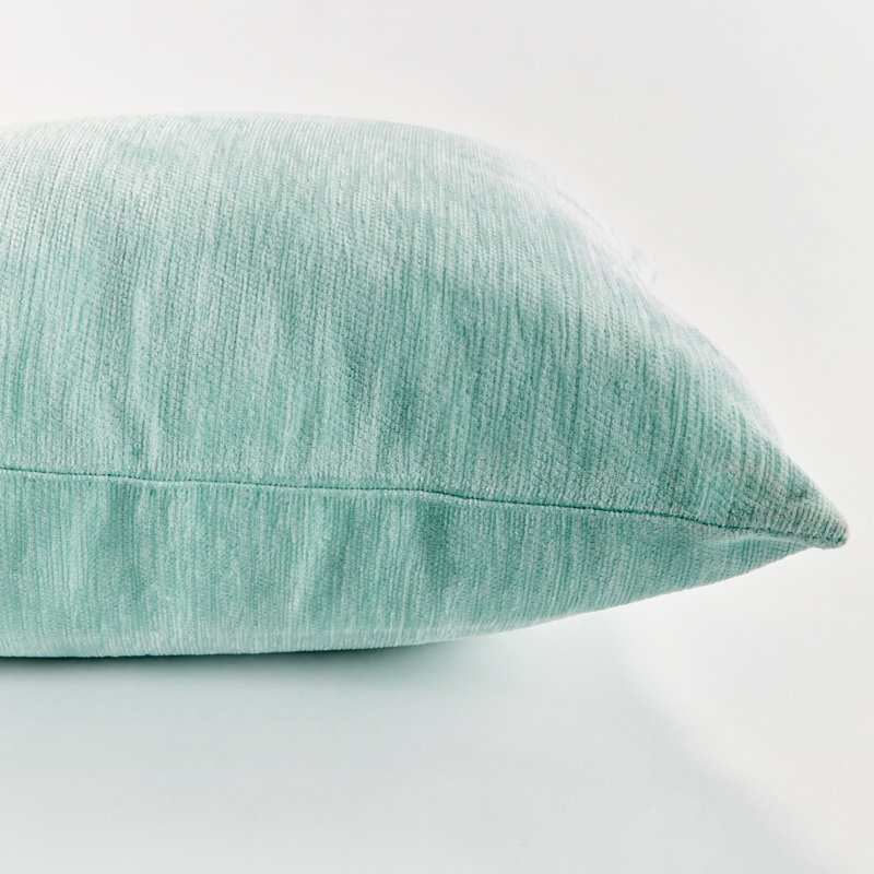Suri Polyester Indoor/Outdoor Pillow Cover & Insert, 12"H x 22"W, Seafoam/White, Rectangular