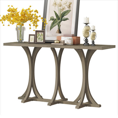 Farmhouse 60'' Wooden Console Table With Curved Legs