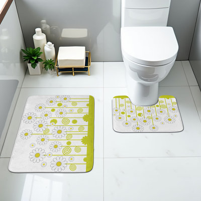  Ensemble de 2 tapis floraux pour salle de bain