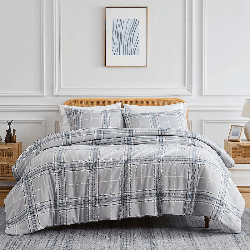 Vilano Plaid Oversized Microfiber Duvet Cover Set by Southshore Fine linens, Twin/Twin XL Duvet Cover + 1 Standard Sham