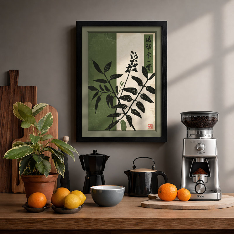 Two Studies Botanical - Framed Print, A1 - 84.1 x 59.4 cm, Black