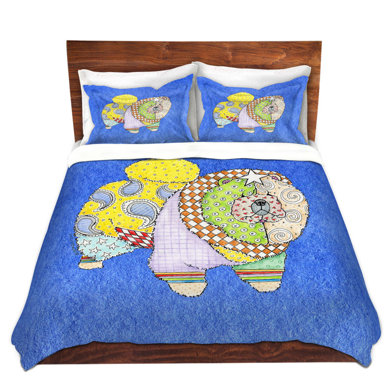 Polyester Duvet Cover Set, 1 Queen Duvet Cover + 2 Standard Shams, Blue/Gray