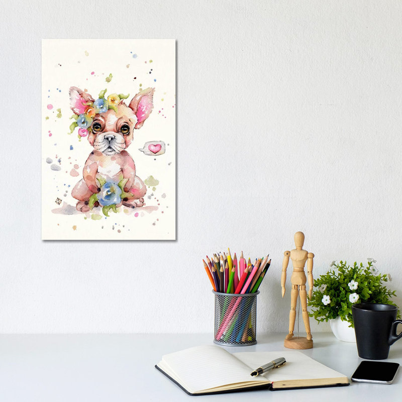 Sweet Frenchie by Sillier Than Sally - Wrapped Canvas Print, 30.48cm H x 20.32cm W x 1.91cm D