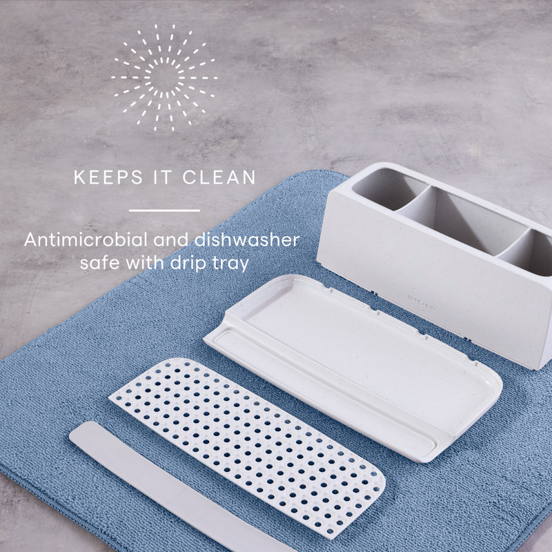 White Polished Freestanding Toothbrush Holder with 3 Compartments