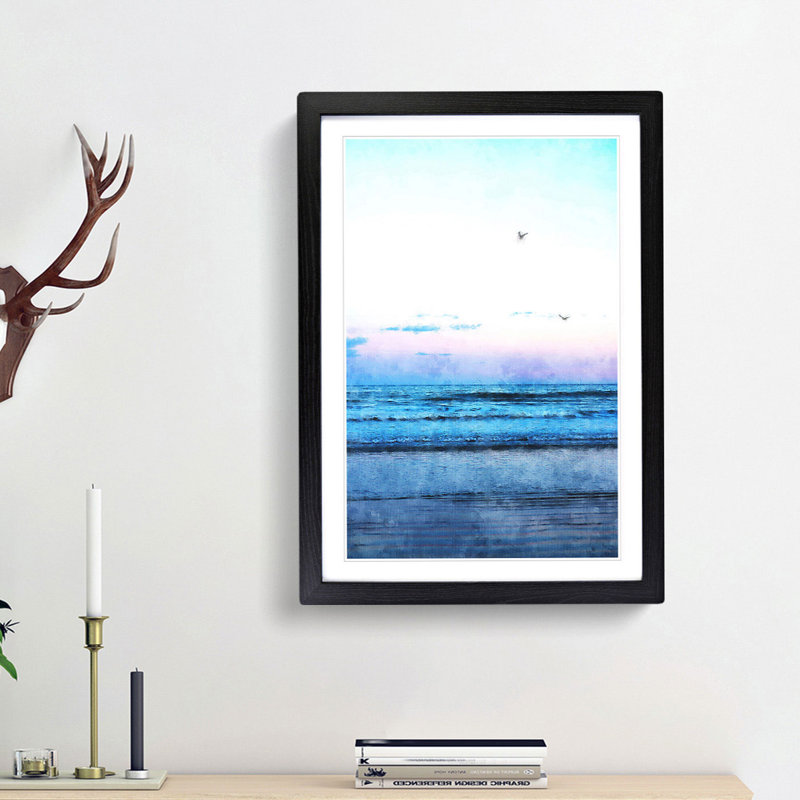 Seagulls Flying High - Framed Print, 33cm H x 24cm W x 2cm D, Black Framed