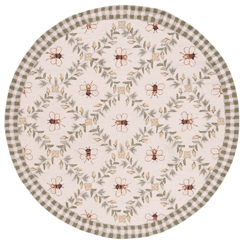 Elara Floral Handmade Wool Area Rug, Round 5'6"