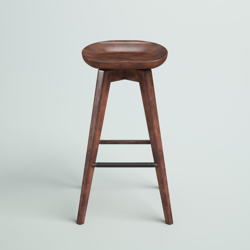 Clitheroe Swivel Solid Wood Counter Stool, Dark Brown, Bar Stool (31” Seat Height)