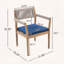 Ensemble de 6 chaises d'extérieur tressées en bois d'acacia avec coussins de style teck, corde beige et bleu marine