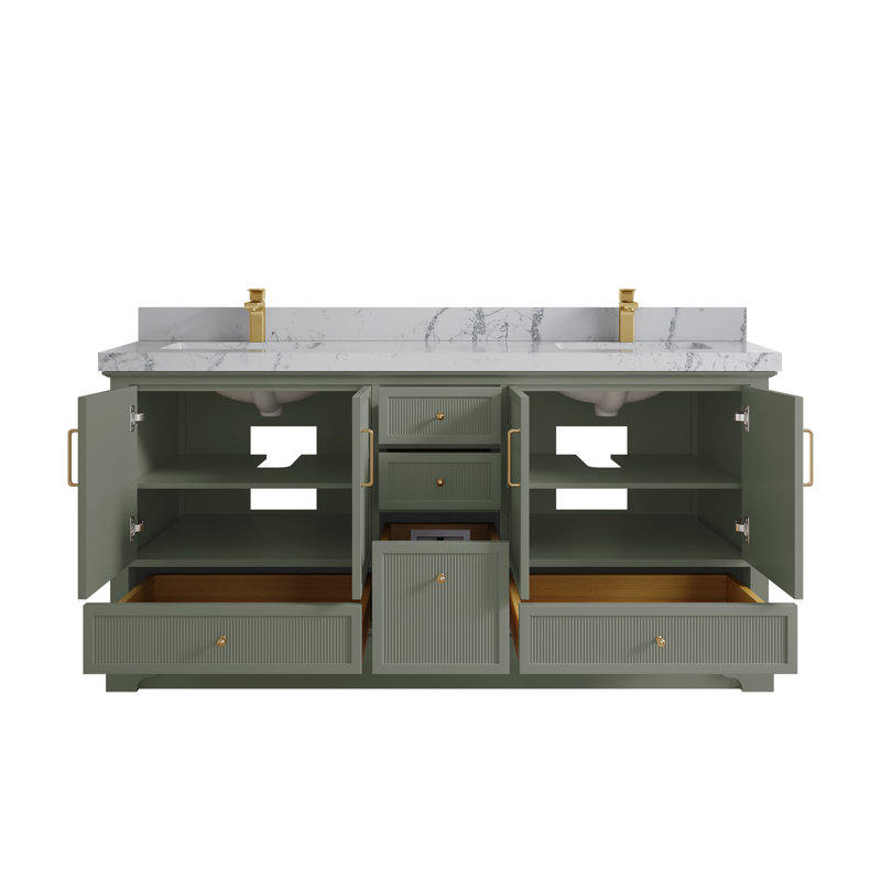 Alys 72'' Double Bathroom Vanity Set (Knobs Option), Venatino