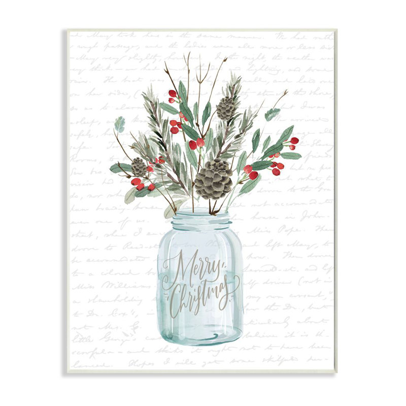 «Merry Christmas Foliage Jar», impression, Plaque murale, H 15 po x l 10 po
