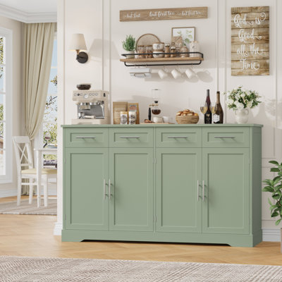 59.3" Wide Buffet Cabinet with Spacious Storage Cabinets, Modern 4-Drawer Sideboard Buffet, Wide Body Dining Room Buffet by House of Hampton