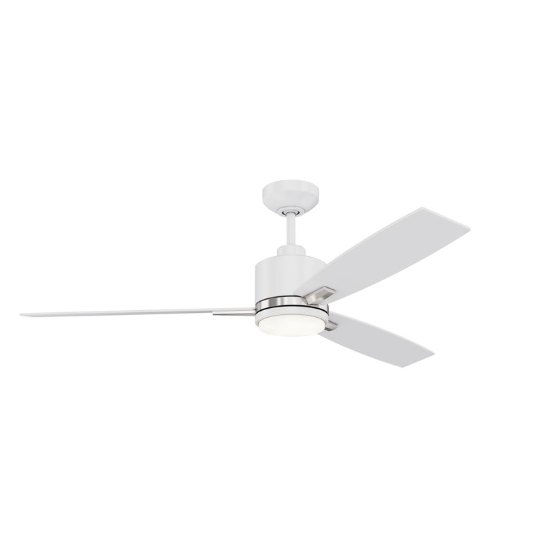 Ventilateur de plafond en nickel satiné avec lumière DEL et télécommande NUvel 42, Blanc / nickel satiné, 176 tr / min, Blanc