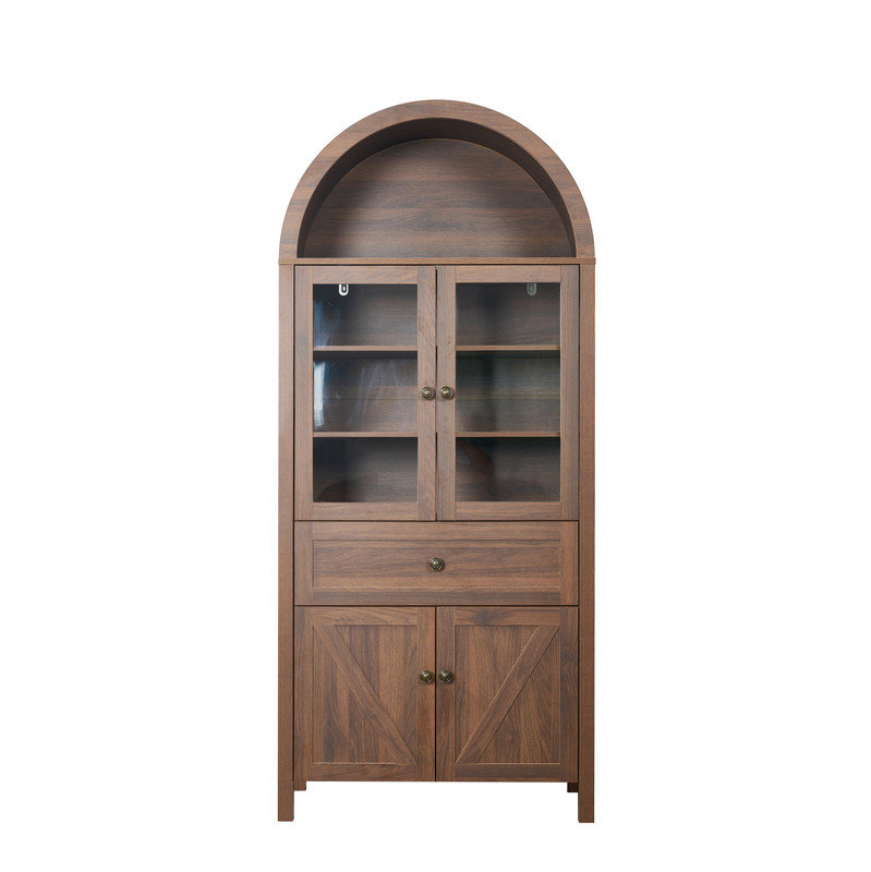 Dome Cabinet, made of high-quality materials and antique craftsmanship, with large storage space, Natural, Brown