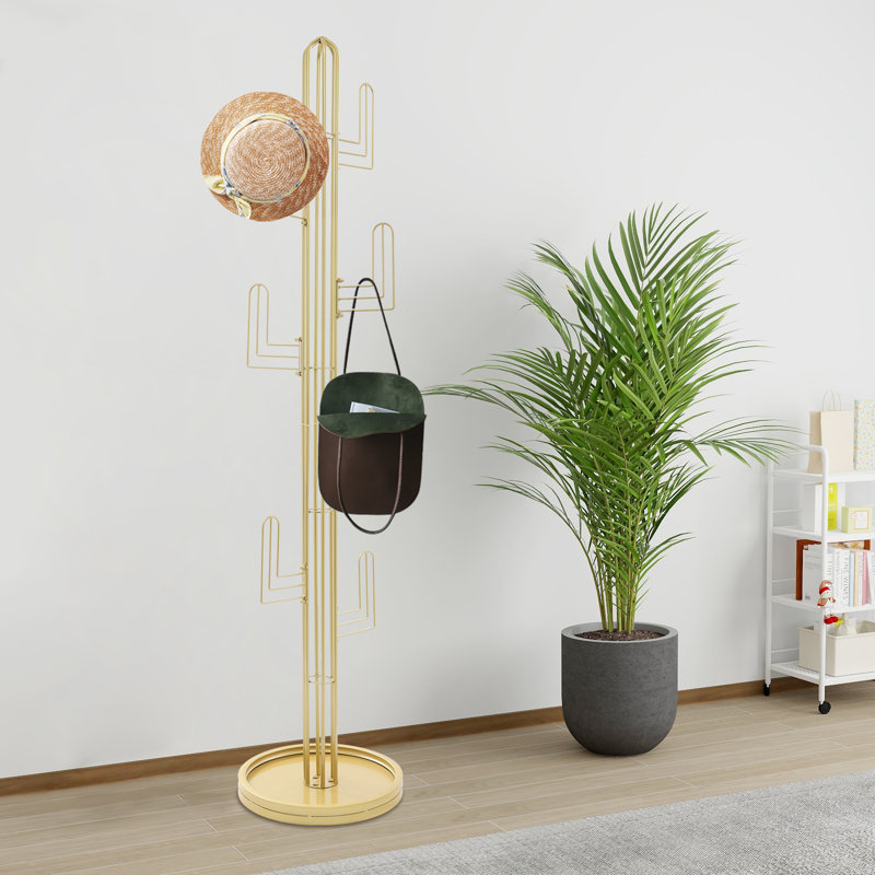 Porte-vêtements 68,9 po en forme de cactus, Doré