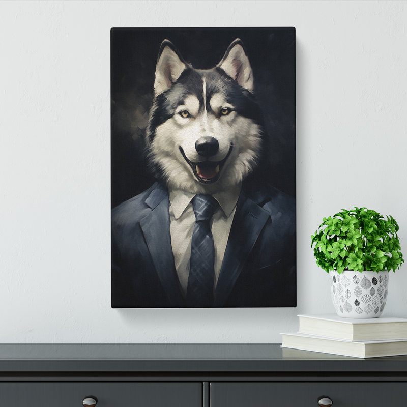 Husky In A Suit Painting No.4 - No Frame Print, 50cm H x 35cm W x 3cm D