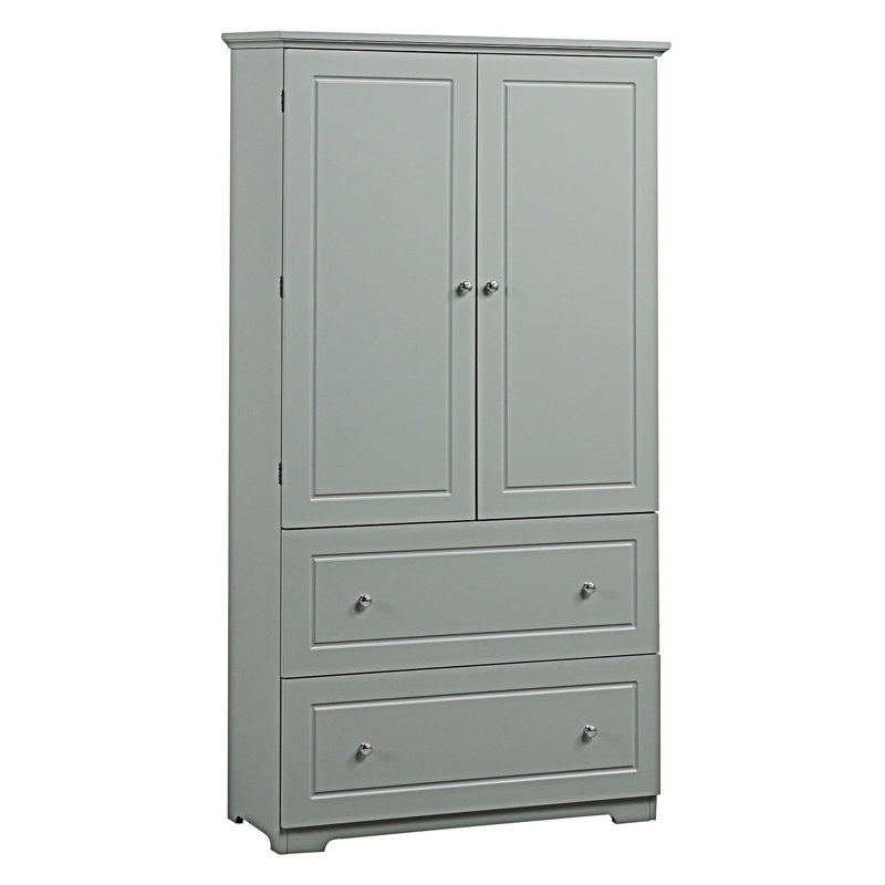 Large armoire de rangement pour la salle de bain, armoire de rangement autoportante avec deux tiroirs, armoire d'entrée