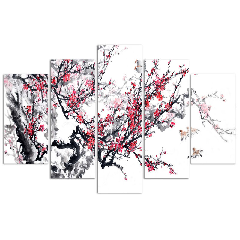 Japanese Cherry Blossom - No Frame Print on Canvas, 100cm H x 200cm W