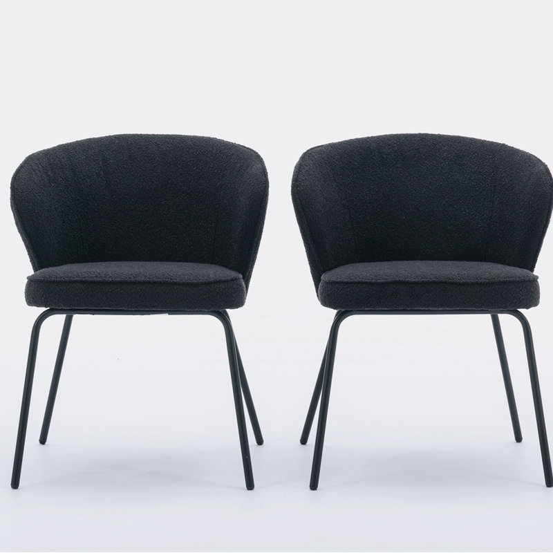 Chaise de salle à manger Ehtesham Boucle, Noir