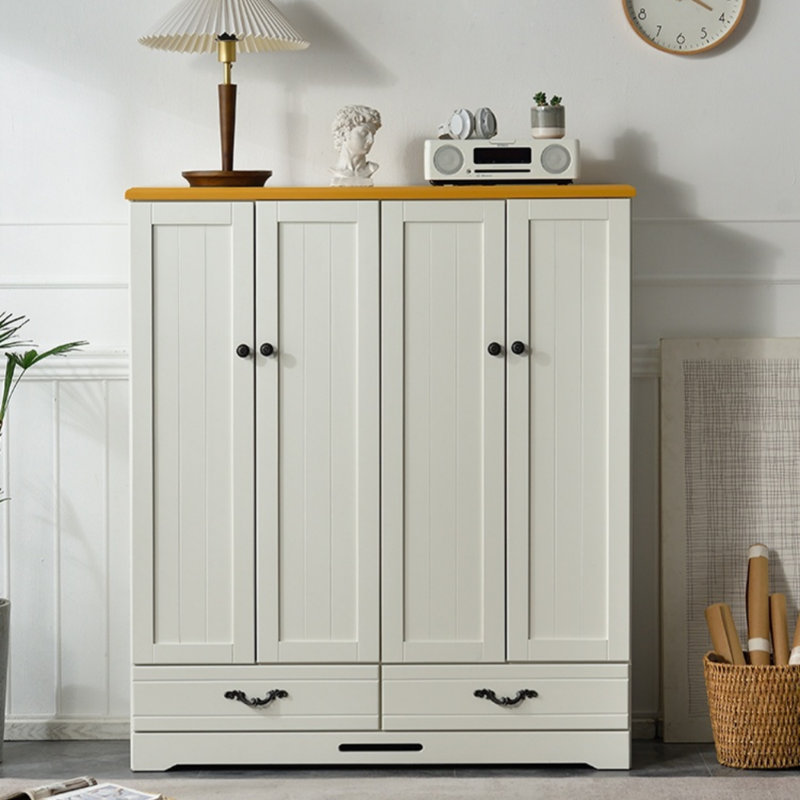 Garde-robe simple blanc cassé de style américain, H 54,33 po x l 47,24 po x P 18,11 po