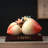 Artistic Longevity Peach Ornament – Delicate Ceramic Sculpture With 3D Bloom Carving