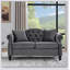 Canapé Chesterfield 57 po en velours gris pour salon, canapé 2 places