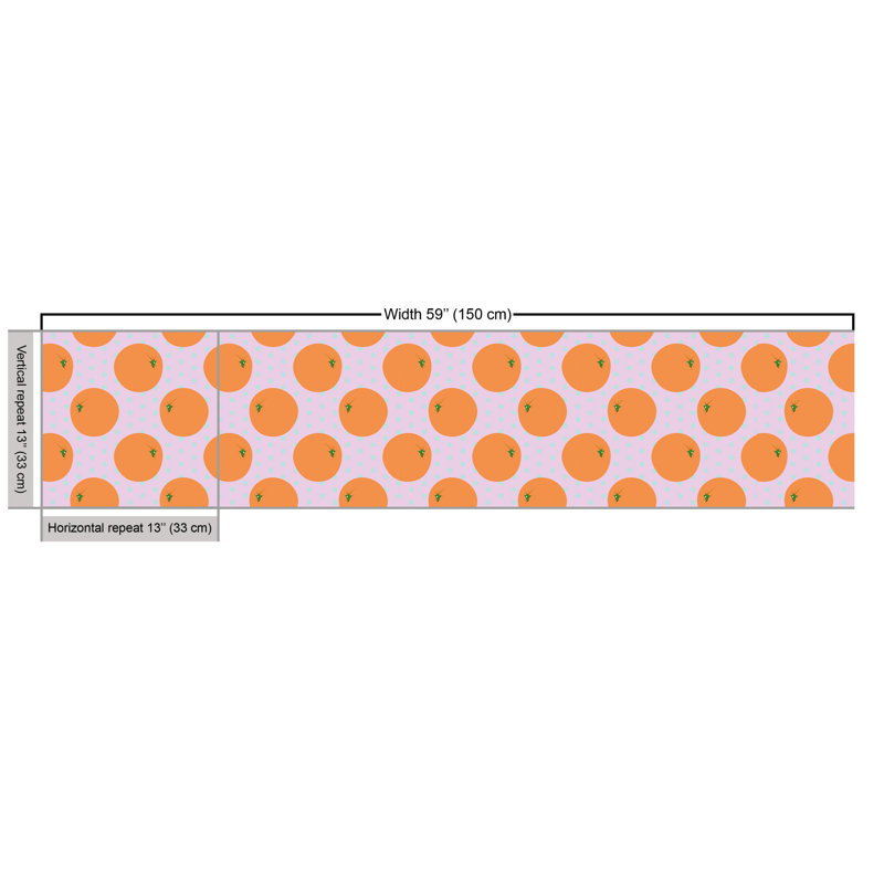 Chirsty Cartoon Citrus Fruit on Polka Dots Pattern Multi-Purpose Fabric