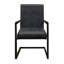 Chaise avec accoudoirs en cuir noir antique moderne Wendy avec base en fer 2 pièces