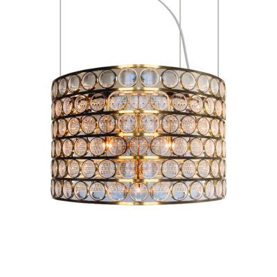 Lustre cylindrique clair à lentilles Valentino